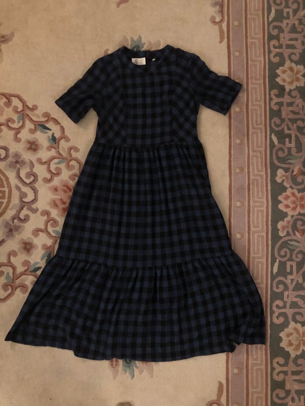 💙🖤 Handmade Cotton Blend Gingham Maxi Dress | Cottagecore Farmhouse Charm - Picture 5 of 5